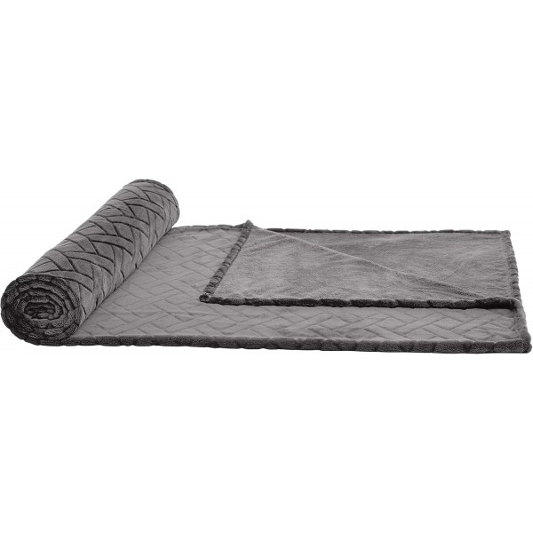 Amazon Basics - Fleecedecke, Prägemuster, Grau, 150 x 200 cm 150 x 200 cm Grau