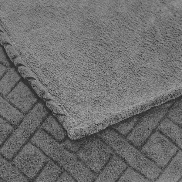 Amazon Basics - Fleecedecke, Prägemuster, Grau, 150 x 200 cm 150 x 200 cm Grau