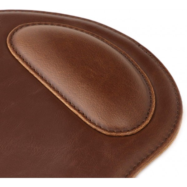 손목 받침대가 있는 Londo 가죽 타원형 Mouspad - 미끄럼 방지 바닥, 매끄러운 표면(다크 브라운)