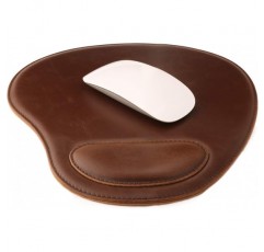 손목 받침대가 있는 Londo 가죽 타원형 Mouspad - 미끄럼 방지 바닥, 매끄러운 표면(다크 브라운)