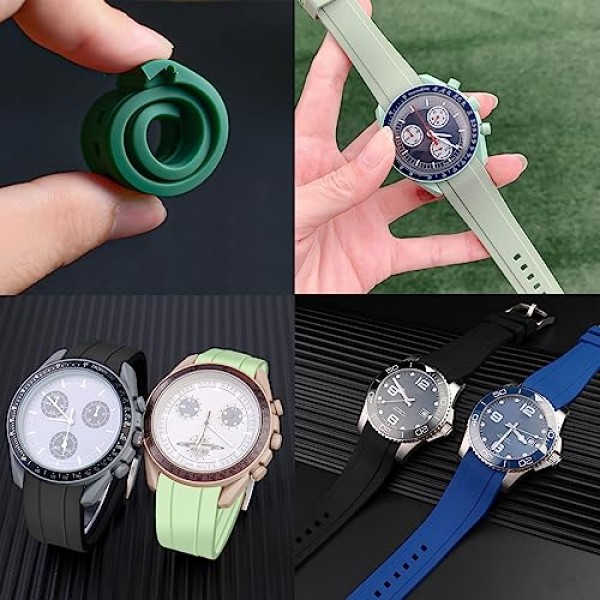 20mm 22mm 실리콘 곡선 러그 엔드 시계 밴드 프리미엄 소프트 유니버설 스포츠 고무 스트랩 팔찌 남성 여성을위한 스테인레스 스틸 버클을 닦았