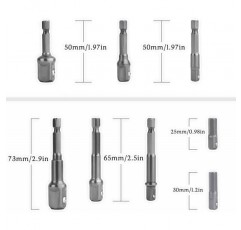 Guyiste 8피스 육각 ~ 1/4인치, 3/8인치, 1/2인치 사각 드릴 척 어댑터 + 1피스 105° 앵글 스크루드라이버 부착 어댑터(1/4인치, 육각 핸들), 105° 앵글 비트 홀더. 임팩트 재종 +