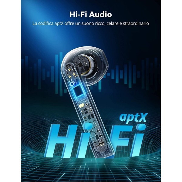 FLEEER QOLIXM Bluetooth 5.3 무선 헤드폰, 내장형 마이크 ​​및 충전 케이스, Apple Airpods/Android/iPhone 헤드폰용 3D HD 스테레오 소음 감소 블랙