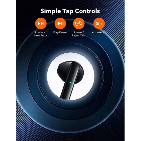 FLEEER QOLIXM Bluetooth 5.3 무선 헤드폰, 내장형 마이크 ​​및 충전 케이스, Apple Airpods/Android/iPhone 헤드폰용 3D HD 스테레오 소음 감소 블랙