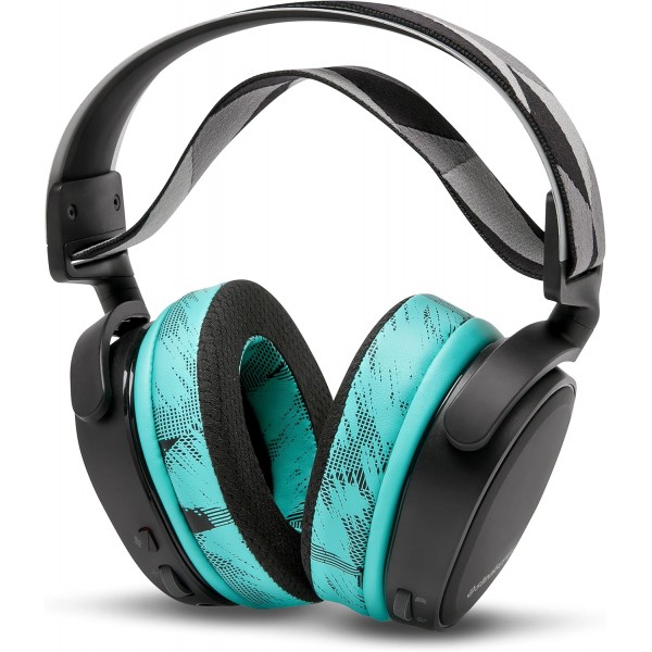 WC Freeze 하이브리드 패브릭 냉각 젤 교체용 이어 패드 - HyperX Cloud, Steelseries Arctis, ATH M50X, Turtle Beach Stealth 등과 호환 - 더 오래 편안하고 시원하게 | 스피드 레이서 시안