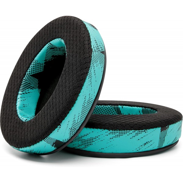 WC Freeze 하이브리드 패브릭 냉각 젤 교체용 이어 패드 - HyperX Cloud, Steelseries Arctis, ATH M50X, Turtle Beach Stealth 등과 호환 - 더 오래 편안하고 시원하게 | 스피드 레이서 시안