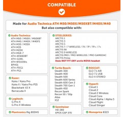 WC Freeze 하이브리드 패브릭 냉각 젤 교체용 이어 패드 - HyperX Cloud, Steelseries Arctis, ATH M50X, Turtle Beach Stealth 등과 호환 - 더 오래 편안하고 시원하게 | 스피드 레이서 시안