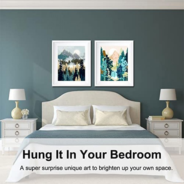 성인 초보자와 어린이를 위한 숫자로 그림 그리기, 12인치 Wx16 L 2 팩 캔버스 그림 8개 나무 붓으로 그림 그리기, 선물 상자에 아크릴 안료-7172