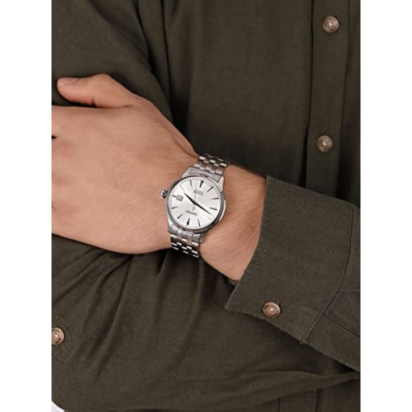 세이코 프레시지 칵테일 타임 '마티니' 스틸 시계 SRPG23J1, 블루