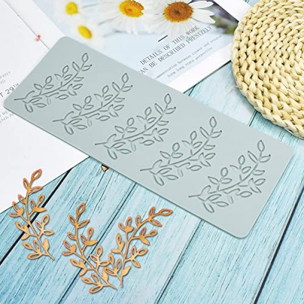 중공 나무 잎 실리콘 금형 고사리 잎 Pteridophyte DIY 초콜릿 캔디 퐁당 금형 3D 연꽃 실리콘 금형 케이크 점토 금형 컵케익 토퍼 장식 설탕 공예 디저트 (E_8.56x3.6x0.12inch)