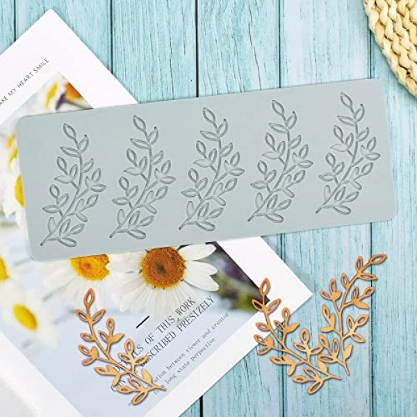 중공 나무 잎 실리콘 금형 고사리 잎 Pteridophyte DIY 초콜릿 캔디 퐁당 금형 3D 연꽃 실리콘 금형 케이크 점토 금형 컵케익 토퍼 장식 설탕 공예 디저트 (E_8.56x3.6x0.12inch)