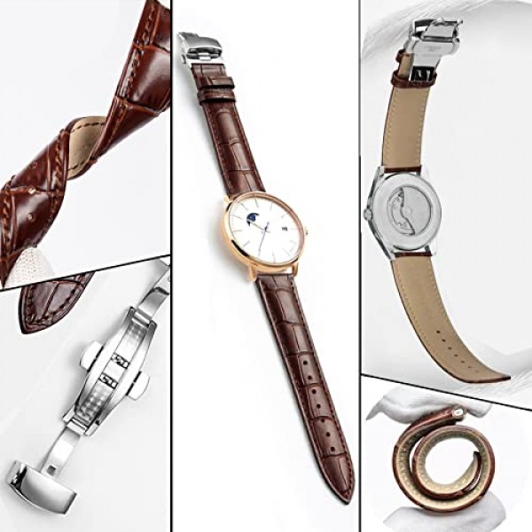 좋은 파이 정품 송아지 가죽 시계 밴드, 악어 곡물 배포 나비 버클 교체 스트랩 남성 여성 18mm 20mm 22mm 24mm