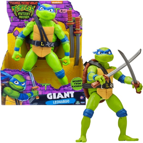 Turtles Mutant Mayhem Leonardo Turtle Giant 버전 30cm 전투 무기 포함 연령 4+ Giochi Preziosi