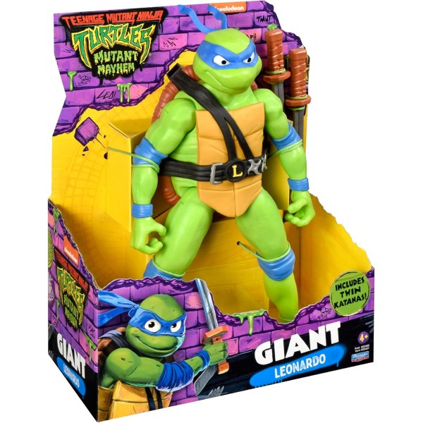 Turtles Mutant Mayhem Leonardo Turtle Giant 버전 30cm 전투 무기 포함 연령 4+ Giochi Preziosi