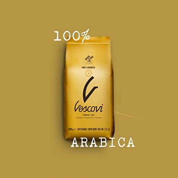 V Vescovi Grani D'oro 100% 아랍어 | 프리미엄 이탈리안 에스프레소 원두 | 미디엄 로스트 | 2.2파운드/1kg