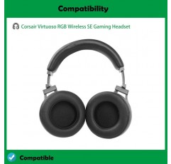 DowiTech 두꺼운 단백질 Lether 헤드폰 교체 용 이어 패드 쿠션 헤드셋 이어 패드 Corsair Virtuoso RGB 무선 SE 게임용 헤드셋과 호환 가능