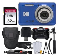 Kodak PIXPRO FZ55 디지털 카메라(블루) + 32GB 메모리 카드 + 간편 촬영 카메라 케이스 + 확장형 모노포드 + 렌즈 클리닝 펜 + LCD 화면 보호기 + 테이블 상단 삼각대 – 얼티밋 