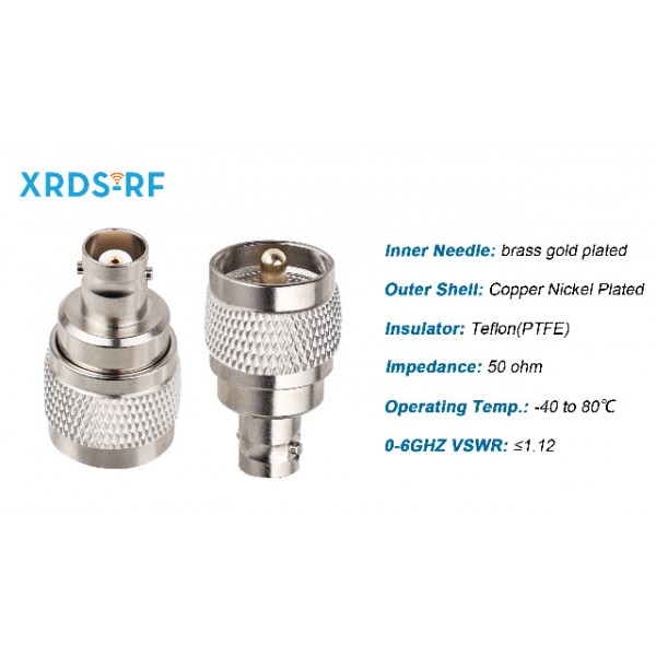 XRDS -RF BNC 암-UHF 수 커넥터 2PCS, BNC-PL259 커넥터 CB Ham 라디오 안테나용 RF 동축 어댑터