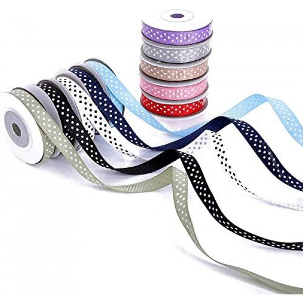 BeiLan 새틴 리본 도트 10 개 (폭 10mm), 5m/개, 리본 새틴 리본 선물 리본 선물 리본 활 리본 실크 리본 패브릭 리본, 10 색 Fb374
