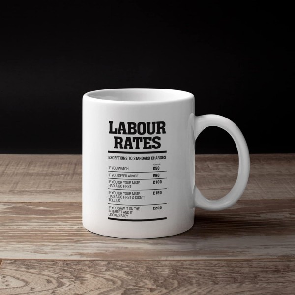 Vectorbomb 노동 가격 재미 찻잔 정비공 배관공 전기 빌더 | 배관공 전기 기술자 배관공 건축업자 | 유머 웃음 풍자 농담 금관 악기 코미디 웃긴 머그