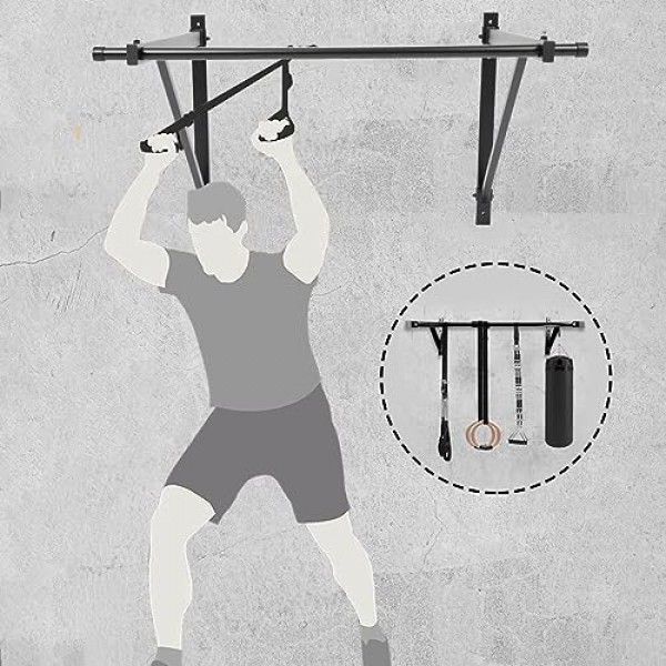 7BLACKSMITH 50'' 벽걸이형 턱 풀업 바 체육관 운동 훈련 피트니스 홈 마운트 헤비 듀티 500파운드