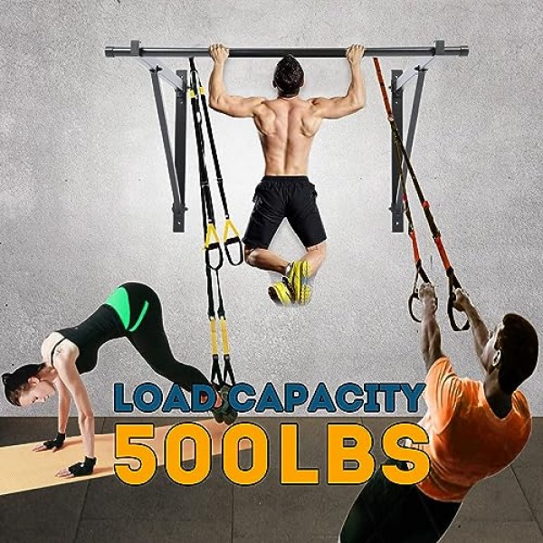 7BLACKSMITH 50'' 벽걸이형 턱 풀업 바 체육관 운동 훈련 피트니스 홈 마운트 헤비 듀티 500파운드