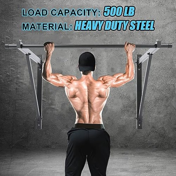 7BLACKSMITH 50'' 벽걸이형 턱 풀업 바 체육관 운동 훈련 피트니스 홈 마운트 헤비 듀티 500파운드