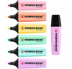 STABILO BOSS 오리지널 파스텔 하이라이터 마커 펜 - 6개 풀 세트 + 라일락 헤이즈