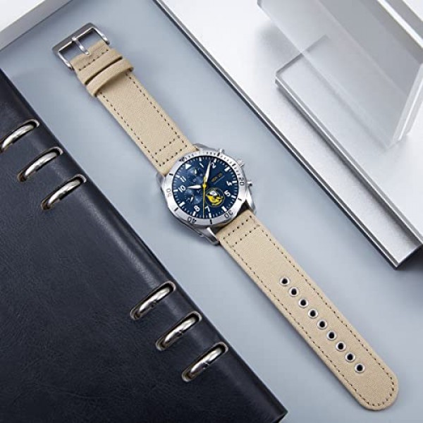 BINLUN 캔버스 시계 밴드 퀵 릴리스 세일 천 시계 스트랩 교체 18mm 20mm 22mm 24mm 코튼 원단 시계 밴드 실버/블랙 버클이있는 남성과 여성을위한