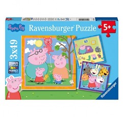 RAVENSBURGER 퍼즐 Ravensburger 05579 가족과 친구 3 x 49 조각 5세 어린이를 위한 Peppa Pig 퍼즐