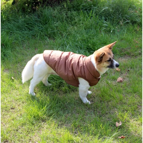 JoyDaog 2-Layer Fleece Lined Dog Jacket 매우 따뜻한 겨울 추운 날씨 Extra Soft 방풍 개 조끼, 브라운, L 대형 (1 팩) 레드, 브라운