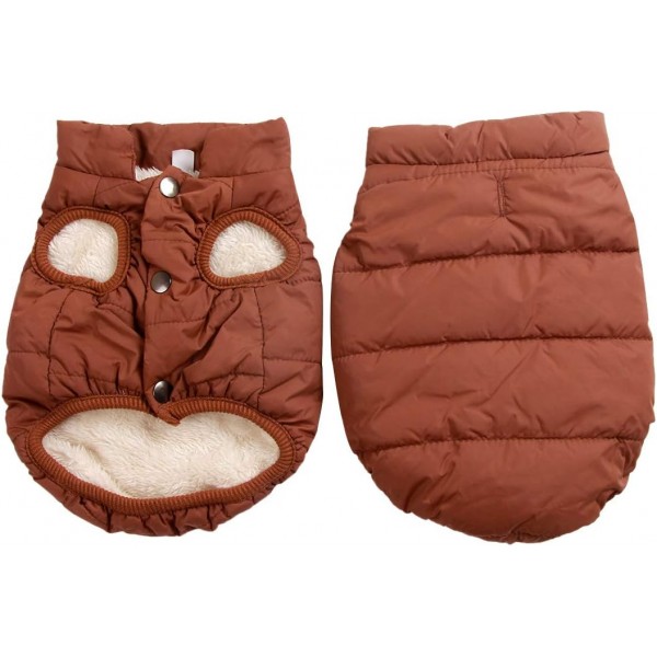 JoyDaog 2-Layer Fleece Lined Dog Jacket 매우 따뜻한 겨울 추운 날씨 Extra Soft 방풍 개 조끼, 브라운, L 대형 (1 팩) 레드, 브라운