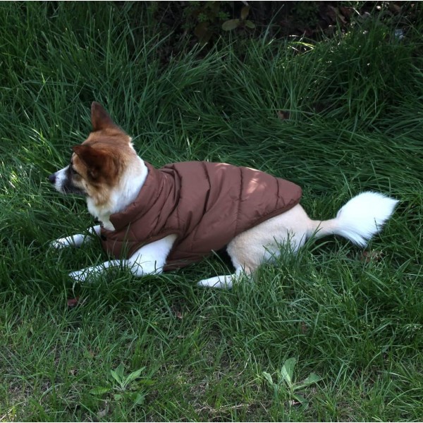 JoyDaog 2-Layer Fleece Lined Dog Jacket 매우 따뜻한 겨울 추운 날씨 Extra Soft 방풍 개 조끼, 브라운, L 대형 (1 팩) 레드, 브라운