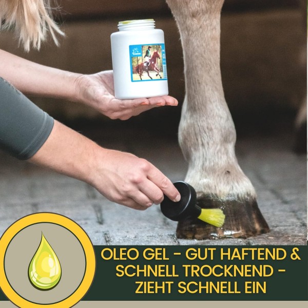 브러시가 있는 EMMA 발굽 오일 말 480ML 발굽 밤 말 - 발굽 살찐 말 I 발굽 관리 발굽 및 개구리 I 건조 발굽에 대항 I 발굽 경화제 말 I 말용 발굽 연고 I 브러시 병 - 빠른 