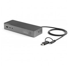 StarTech.com USB-C 및 USB-A 도크 - 100W 전원 공급 기능이 있는 하이브리드 범용 노트북 도킹 스테이션 - 듀얼 모니터 4K 60Hz HDMI 및 DisplayPort - 4x USB 3.1 Gen 1 허브, GbE - Windows 및 