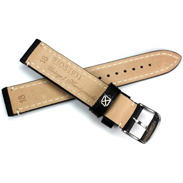 RIOS 1931 남성용 가죽 시계 스트랩 18mm 블랙 CT