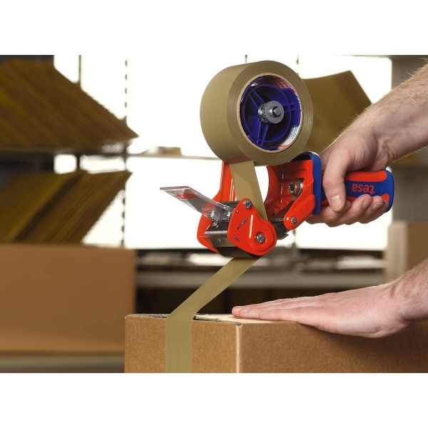 tesa 핸드 디스펜서 COMFORT - 최대 50mm 너비의 포장 테이프용 견고한 휴대용 포장 테이프 디스펜서