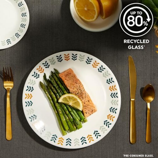 Corelle Vitrelle 18피스 유리 식기 세트, 6인용 서비스, 삼중 레이어 칩 및 균열 방지 유리 접시 및 그릇 세트, 앤더스