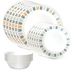 Corelle Vitrelle 18피스 유리 식기 세트, 6인용 서비스, 삼중 레이어 칩 및 균열 방지 유리 접시 및 그릇 세트, 앤더스