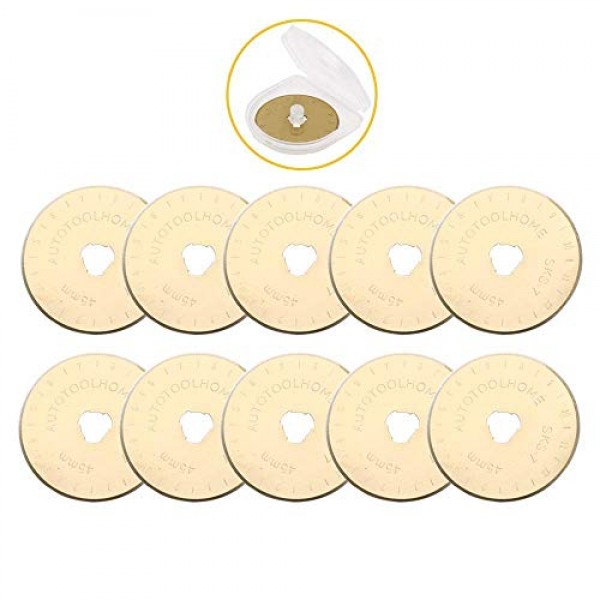 AUTOTOOLHOME 45mm 로터리 커터 세트 10 팩 리필 티타늄 로터리 블레이드 패브릭 커터 퀼팅 봉제 패치 워크 커팅 도구