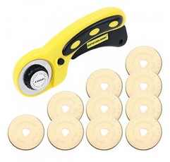 AUTOTOOLHOME 45mm 로터리 커터 세트 10 팩 리필 티타늄 로터리 블레이드 패브릭 커터 퀼팅 봉제 패치 워크 커팅 도구