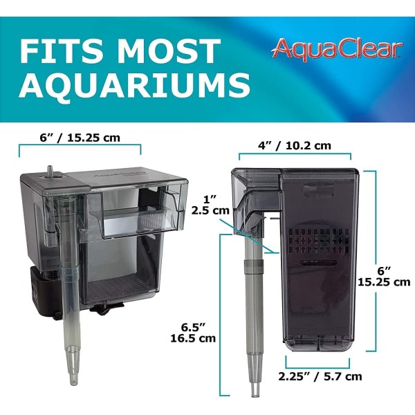 AquaClear Power Filter 30 수족관 외부 필터 클립온 필터, 38L ~ 114L, 6W 수족관용