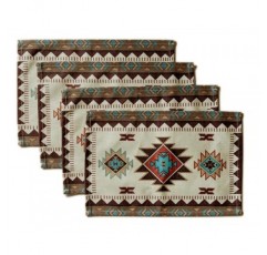 4 Placemats 세트 남서 기하학적 직사각형 18 X 13 인치 테이블 설정 정원 농가 웨딩 파티 휴일 저녁 홈 인테리어 매일 코튼 린넨 장식