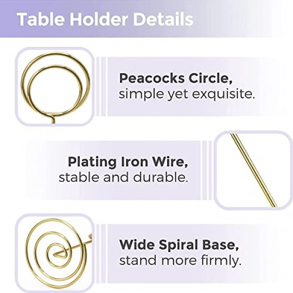 테이블 번호 홀더 20Pcs - 3.35인치 장소 카드 홀더 테이블 번호는 결혼식 파티 졸업 리셉션 레스토랑 홈 센터피스 장식 사무실 메모 사진 사진(골드)을 나타냅니다.