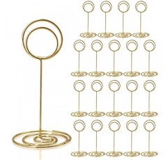 테이블 번호 홀더 20Pcs - 3.35인치 장소 카드 홀더 테이블 번호는 결혼식 파티 졸업 리셉션 레스토랑 홈 센터피스 장식 사무실 메모 사진 사진(골드)을 나타냅니다.