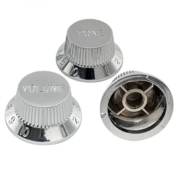 Musiclily Pro 인치 사이즈 1 볼륨 2 톤 스트라토캐스터 노브 세트 미국산 Strat 스타일 일렉트릭 기타, 크롬