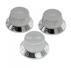 Musiclily Pro 인치 사이즈 1 볼륨 2 톤 스트라토캐스터 노브 세트 미국산 Strat 스타일 일렉트릭 기타, 크롬