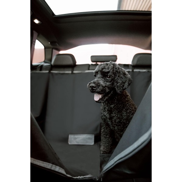 Cuties & FRIENDS 뒷좌석 보호용 자동차 커버, 개 운송에 이상적, 방수 카시트 보호 매트, 가방 포함, 135 x 160 cm, 블랙/무연탄