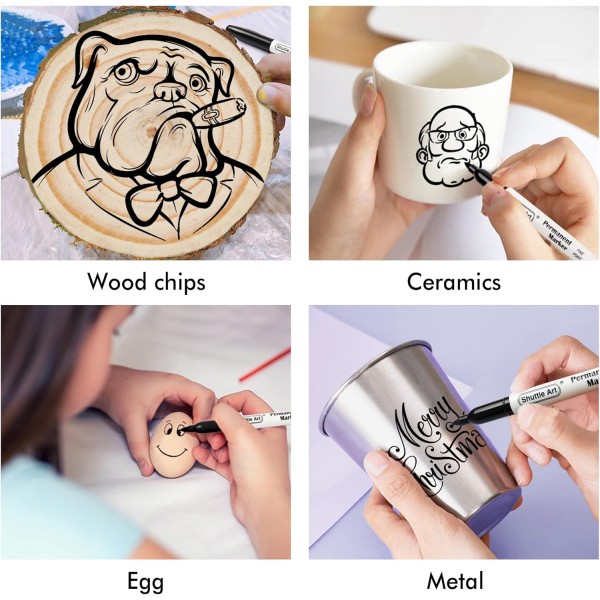 Permanent Marker, Shuttle Art 70 검은색 영구 마커, 미세한 팁, 방수, 펠트 펜, 그래피티, 페인팅 및 마킹용 플라스틱, 석재 및 유리에 적합