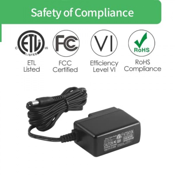 카시오 피아노 키보드, 보스 기타 효과 페달 어댑터, 9V 0.5A 기타 페달 전원 공급 장치용 Secckuty DC 9V 500mA 전원 공급 장치 어댑터. UL 등록, 센터 네거티브